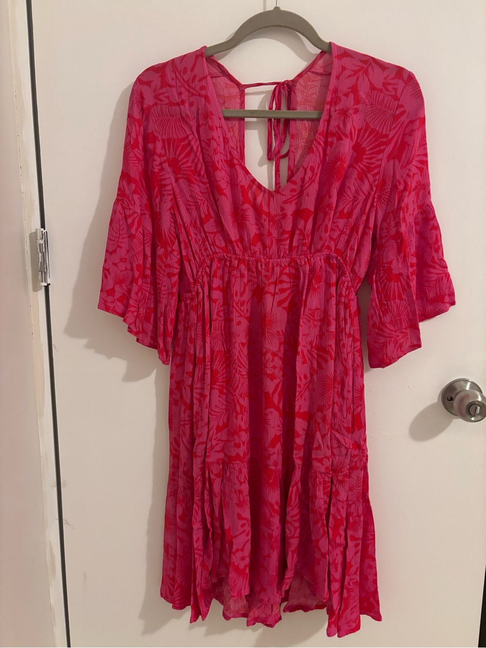 Hot Pink & Fuchsia Floral Tie-Back Mini Dress